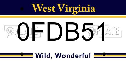 0FDB51 West Virginia License Plate