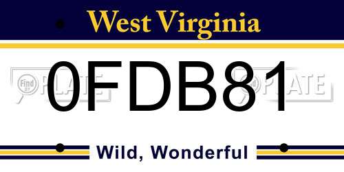 0FDB81 West Virginia License Plate