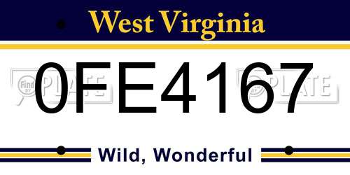 0FE4167 West Virginia License Plate