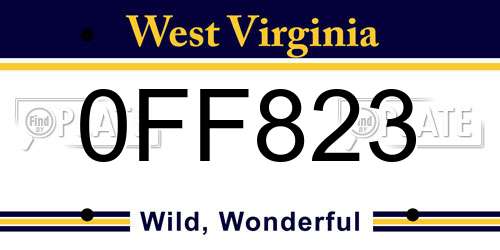 0FF823 West Virginia License Plate