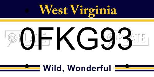 0FKG93 West Virginia License Plate