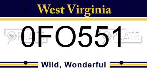 0FO551 West Virginia License Plate