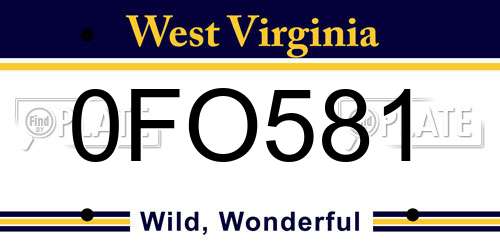 0FO581 West Virginia License Plate