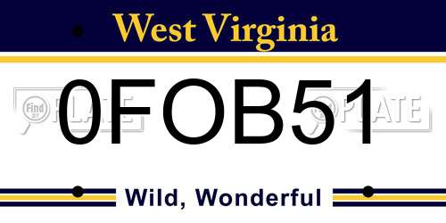 0FOB51 West Virginia License Plate