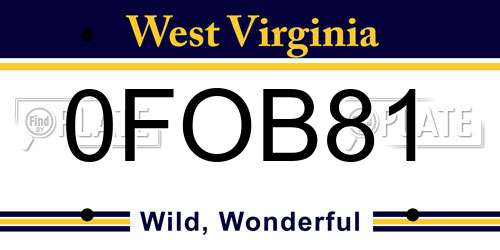 0FOB81 West Virginia License Plate