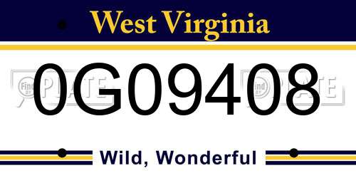 0G09408 West Virginia License Plate