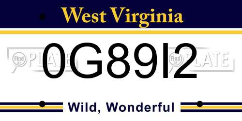 0G89I2 West Virginia License Plate