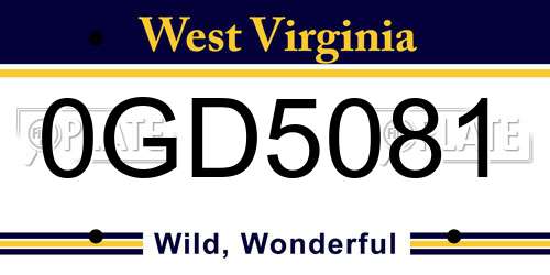 0GD5081 West Virginia License Plate