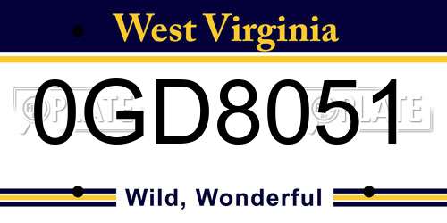 0GD8051 West Virginia License Plate