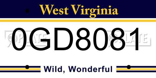 0GD8081 West Virginia License Plate