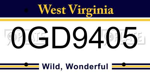 0GD9405 West Virginia License Plate