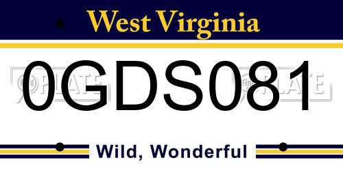 0GDS081 West Virginia License Plate