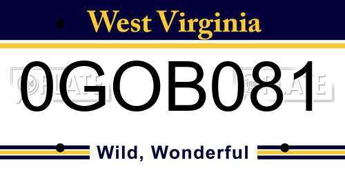 0GOB081 West Virginia License Plate