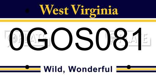 0GOS081 West Virginia License Plate