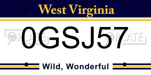 0GSJ57 West Virginia License Plate
