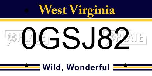 0GSJ82 West Virginia License Plate