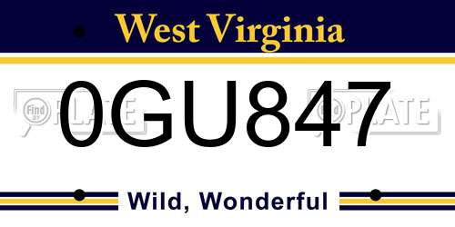 0GU847 West Virginia License Plate