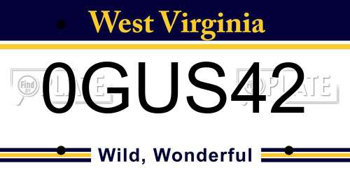 0GUS42 West Virginia License Plate