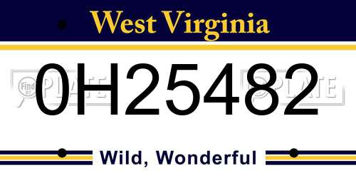 0H25482 West Virginia License Plate