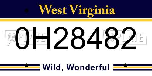 0H28482 West Virginia License Plate