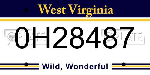 0H28487 West Virginia License Plate