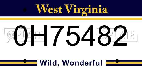 0H75482 West Virginia License Plate
