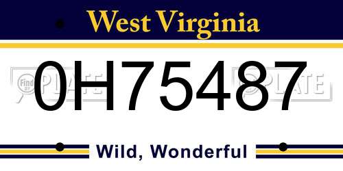 0H75487 West Virginia License Plate