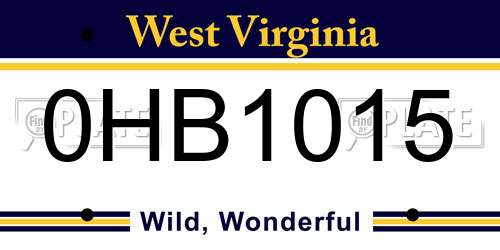 0HB1015 West Virginia License Plate