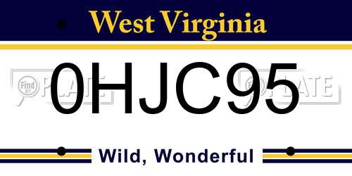 0HJC95 West Virginia License Plate