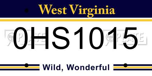 0HS1015 West Virginia License Plate