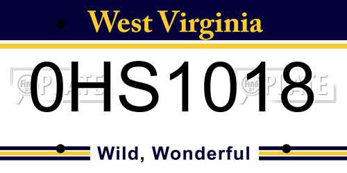 0HS1018 West Virginia License Plate