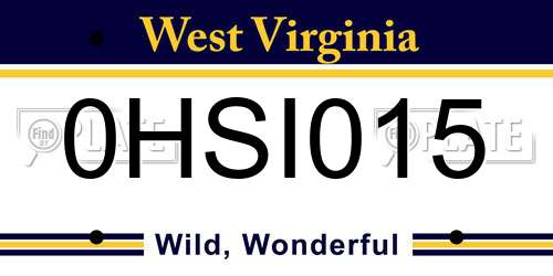 0HSI015 West Virginia License Plate