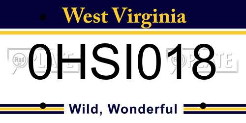 0HSI018 West Virginia License Plate
