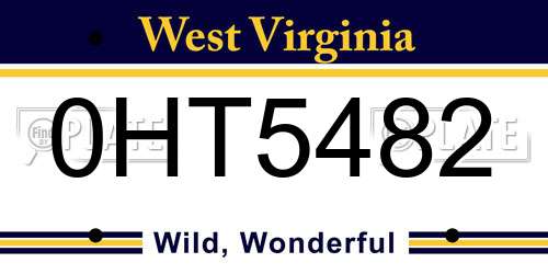 0HT5482 West Virginia License Plate