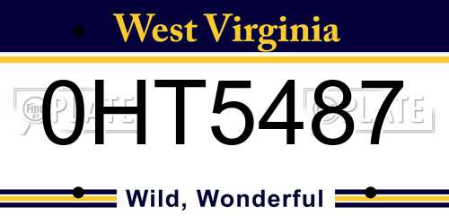 0HT5487 West Virginia License Plate