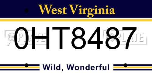 0HT8487 West Virginia License Plate