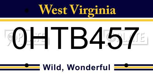 0HTB457 West Virginia License Plate