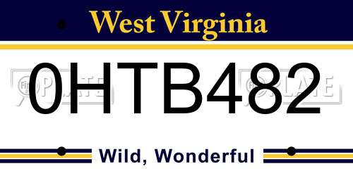 0HTB482 West Virginia License Plate