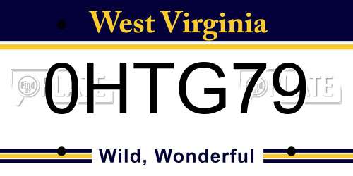0HTG79 West Virginia License Plate