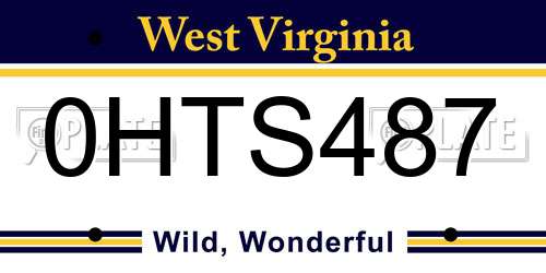 0HTS487 West Virginia License Plate