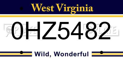 0HZ5482 West Virginia License Plate