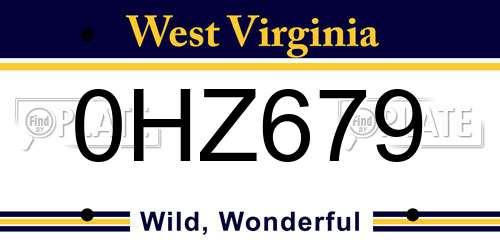 0HZ679 West Virginia License Plate