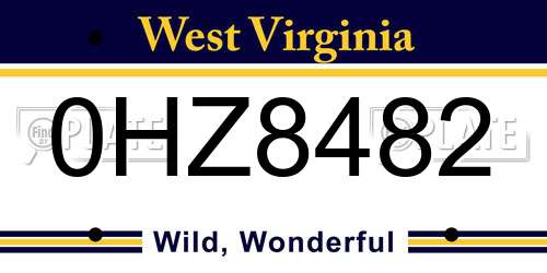 0HZ8482 West Virginia License Plate