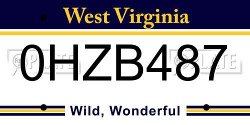 0HZB487 West Virginia License Plate