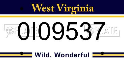 0I09537 West Virginia License Plate