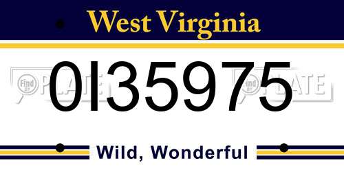 0I35975 West Virginia License Plate