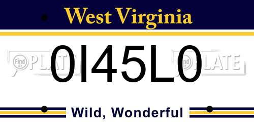 0I45L0 West Virginia License Plate