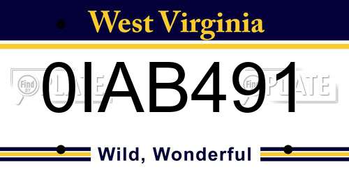 0IAB491 West Virginia License Plate
