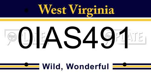 0IAS491 West Virginia License Plate