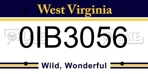 0IB3056 West Virginia License Plate
